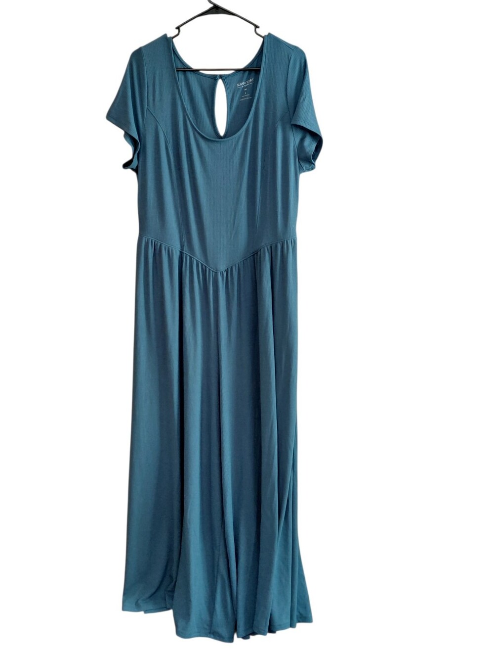 Torrid Super Soft Rib Knit Flowy Wide Leg Jumpsuit  V Waist  Size 2 Teal  NWT